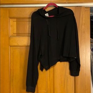 Black crop mesh hoodie from pink￼